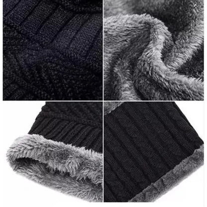 Couple Pack Of 2 Combo – Woolen Winter Beanie Head Cap With Neck Warmer Muffler For Men And Women